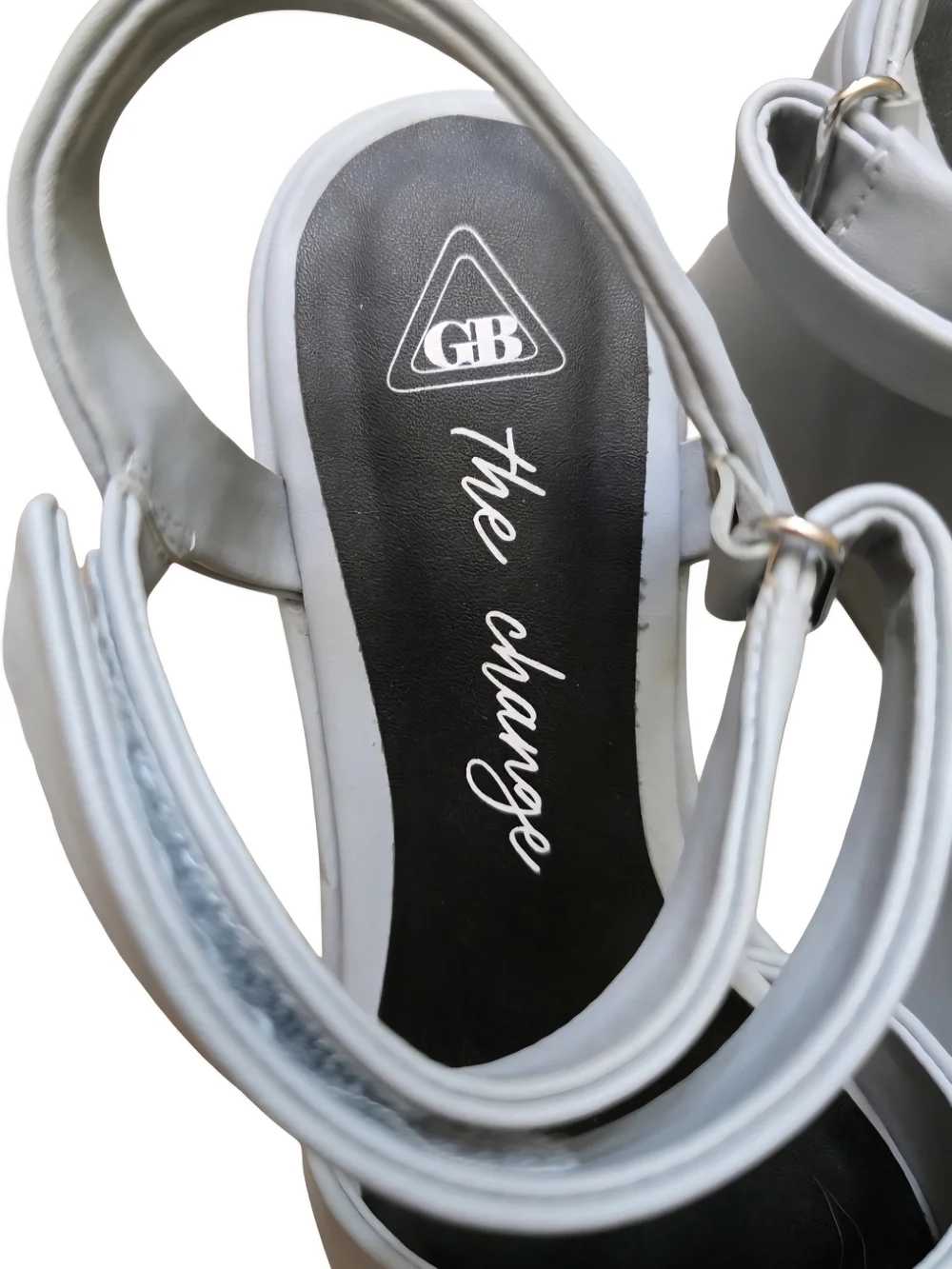 GB The Change Streamline Wrapped Leather Blue/Gray Platform Wedges Sz 8.5